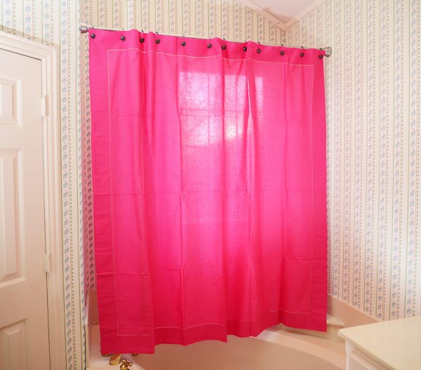 Fuchsia Rose Pink Hemstitch Shower Curtain
