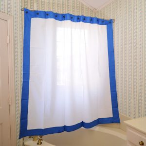 French Blue Border Hemstitch Shower Curtain