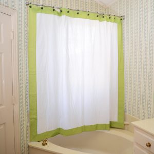Bright Green Border Hemstitch Shower Curtain