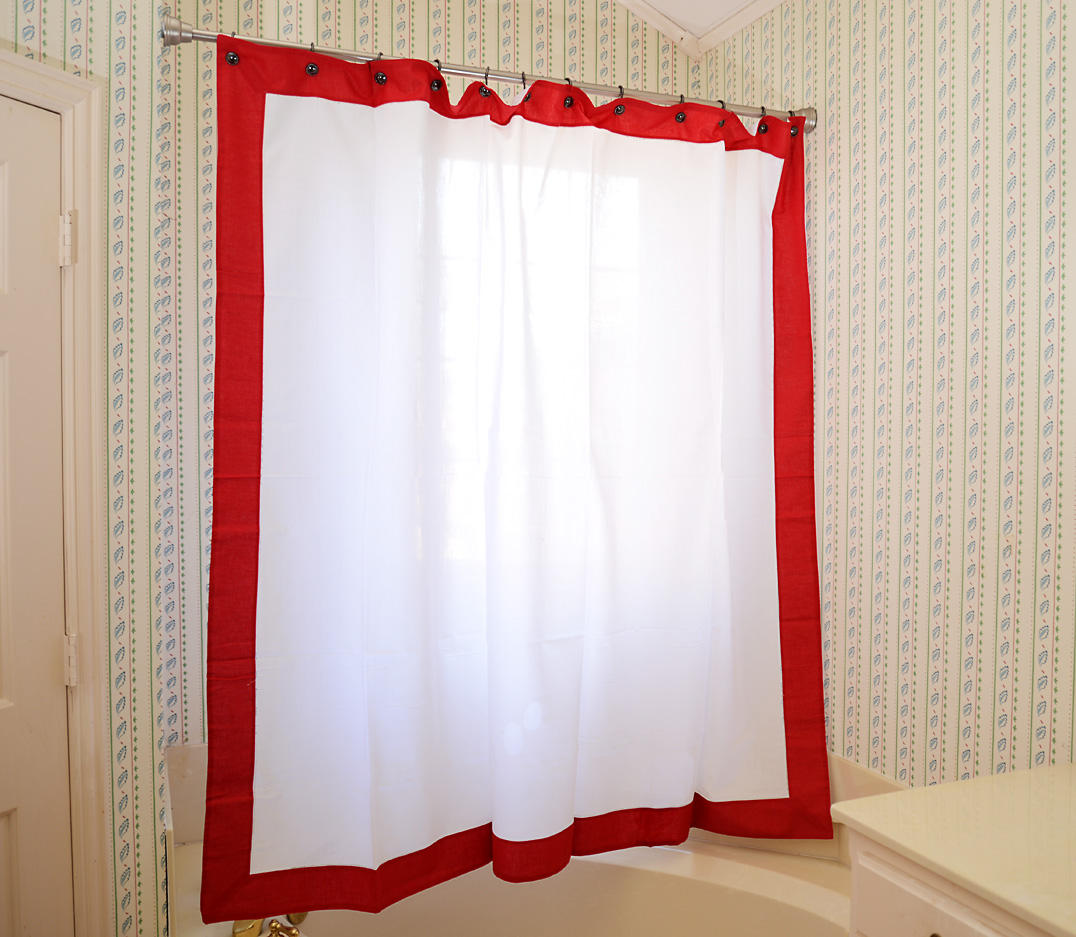 Red Border Hemstitch Shower Curtain