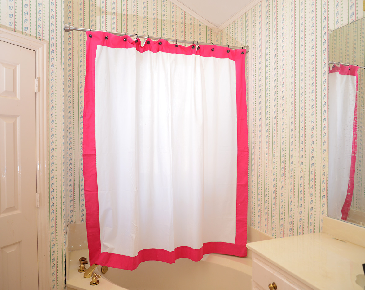 Fuchsia Border Hemstitch Shower Curtain
